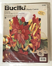 Bucilla Plastic Canvas Poinsettia Tissue Box Cover Kit - New/Sealed - 1998