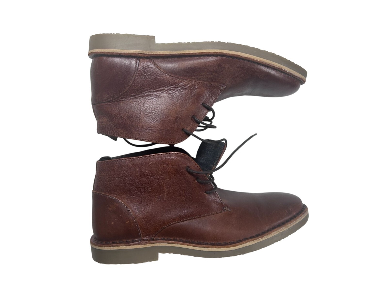 Aiden & Mason Shoes Mens Brown Leather Chukka Boots Size 8 With Crepe Sole