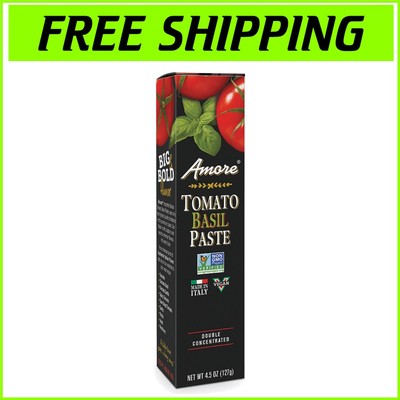 Vegan Basil Tomato Paste Tube - Non-GMO, Authentic Italian Flavor, Pack of 12