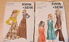 VTG 70's Kwik Sewing Patterns 833 372 dress and jumper/vest sz 6-8-10 UNCUT