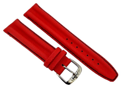 Uhrenarmband Jacques Lemans 20mm Sportliches Leder+Textil rot Schließe Stahl