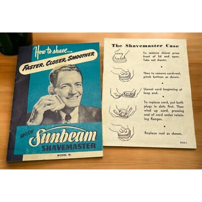 Sunbeam Shavemaster Model W Instruction Booklet Vintage 50s Shaving Manual
