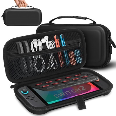 Hülle für Nintendo Switch 2 Trage Reise Tasche mit 12 Spielkartenfächern Schwarz