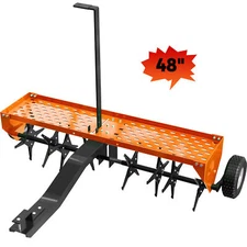 48" 122CM Tow Plug Lawn Aerator Lawn Spike Aerator Lawn& Garden Steel Heavy Duty