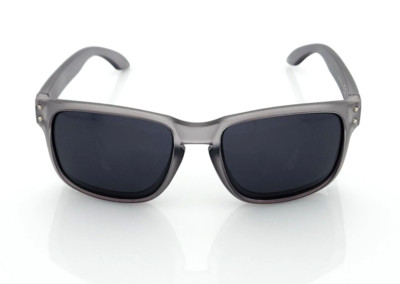 Men's Polarized Sports Square Sunglasses Frost Gray Frame Dark Smoke Tinted Lens
