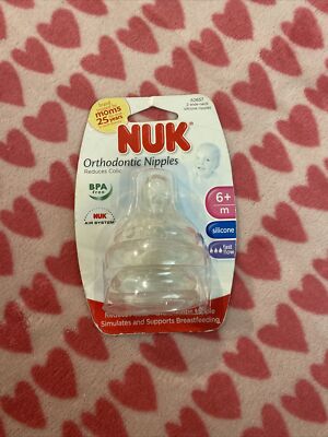NUK 2 Wide Neck Orthodontic Nipples Silicone Fast Flow  6+ Months Germany