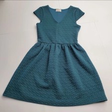 Everly Dress Womens Small Anthropologie Fit Flare Quilted Textured Green