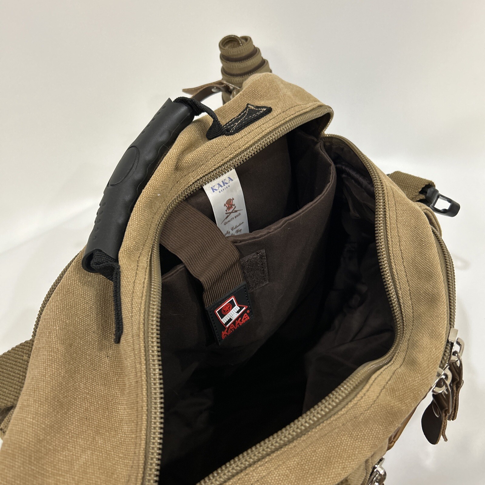 Kaka Design Brown Canvas Convertible Duffel Bag Backpack Carryon - Regular Size