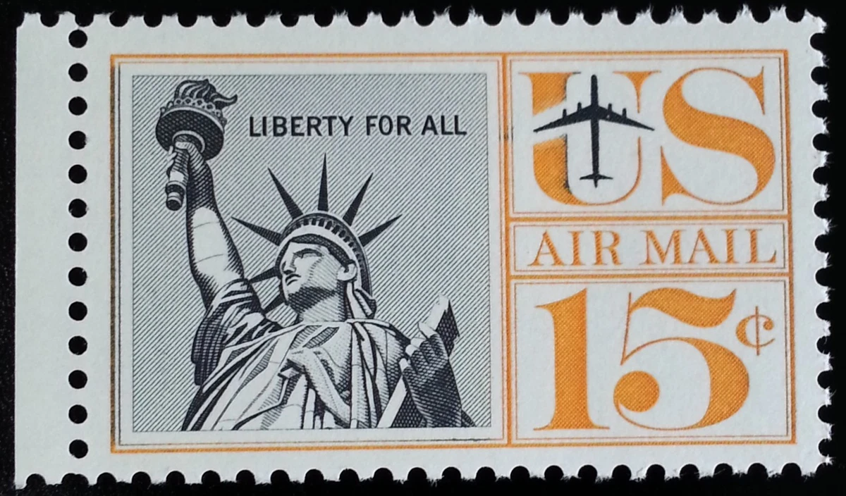 1959 15c Statue of Liberty, Air Mail, Black & Orange Scott C58