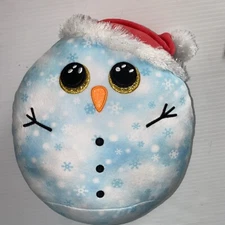 Ty Squish A Boo Fleck The Snowman Child Toy Glitter Accents & Snowflakes 12 inch