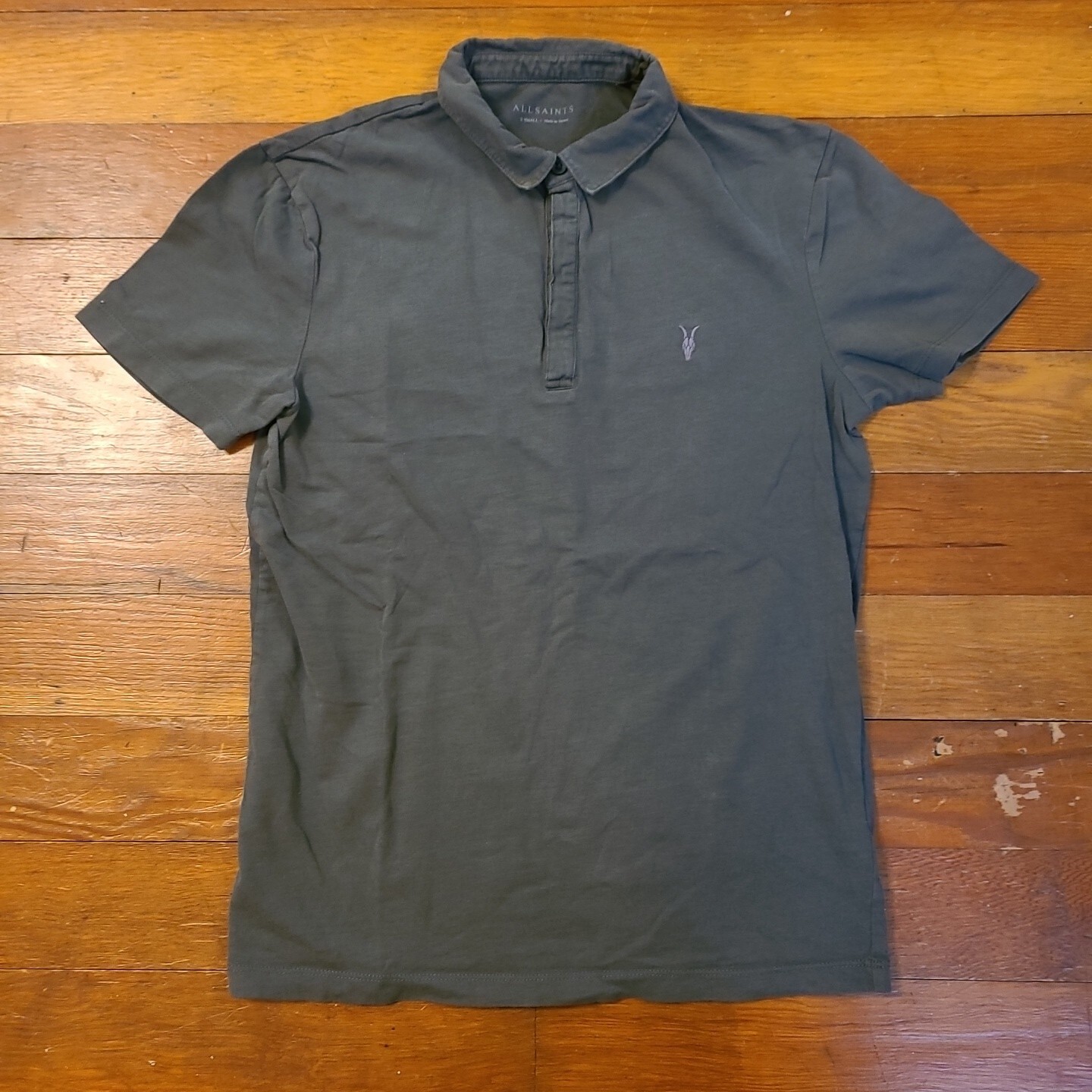 All Saints Men Polo Shirt Green Brown Short Sleeve 10… Gem