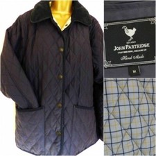John Partridge Women's Navy Blue Quilted Jacket Yellow Lining Medium Uk 12-14