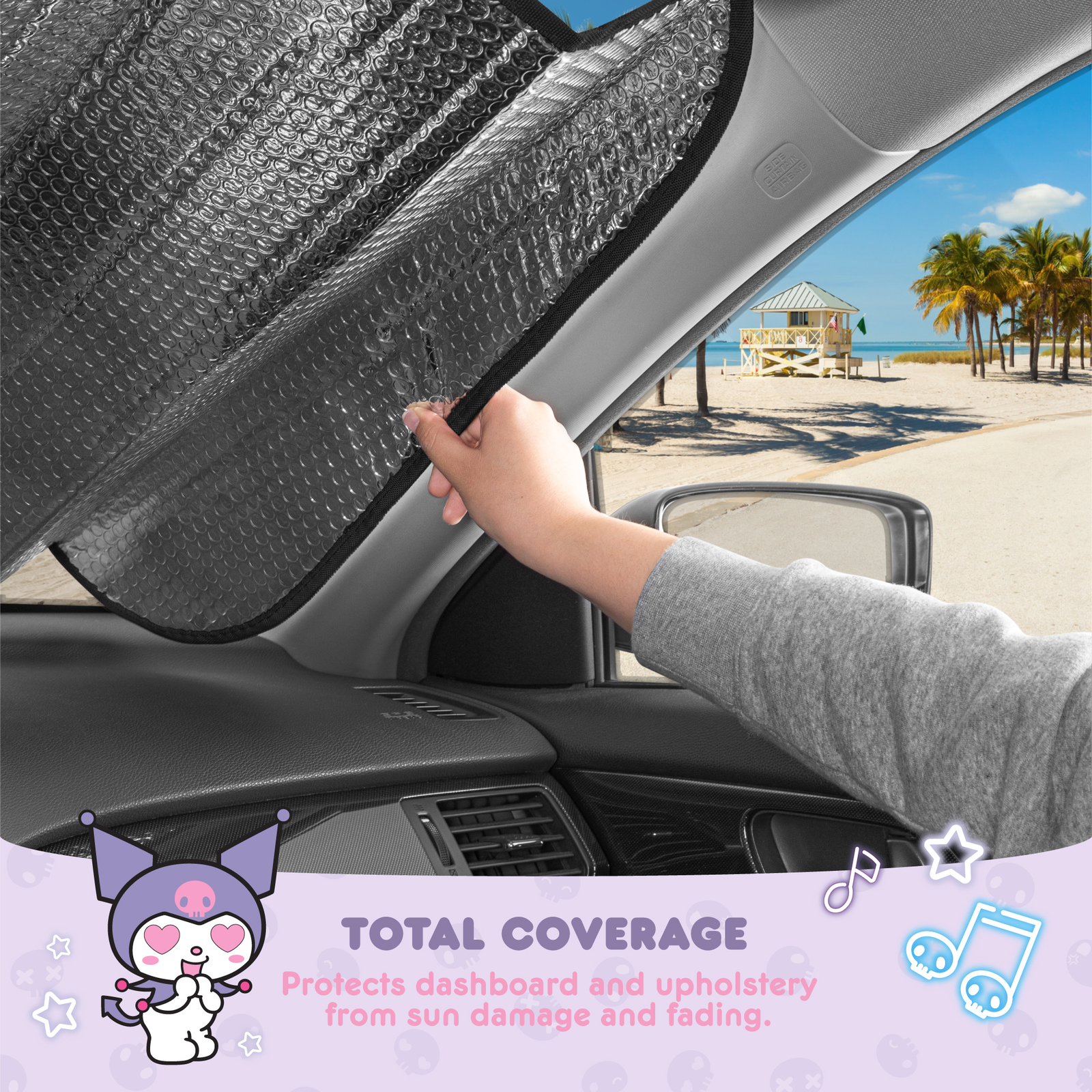 Official Sanrio Kuromi Neon Party Windshield Sunshade (58x28 inches) | eBay