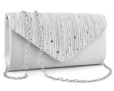 Clutch Purses for Women, Formal Evening Clutch Bags Shoulder Envelope Silver