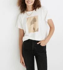 MADEWELL WOMEN'S IVORY GRAPHIC RIB-CREWNECK COTTON WHISPER TEE Sz XL