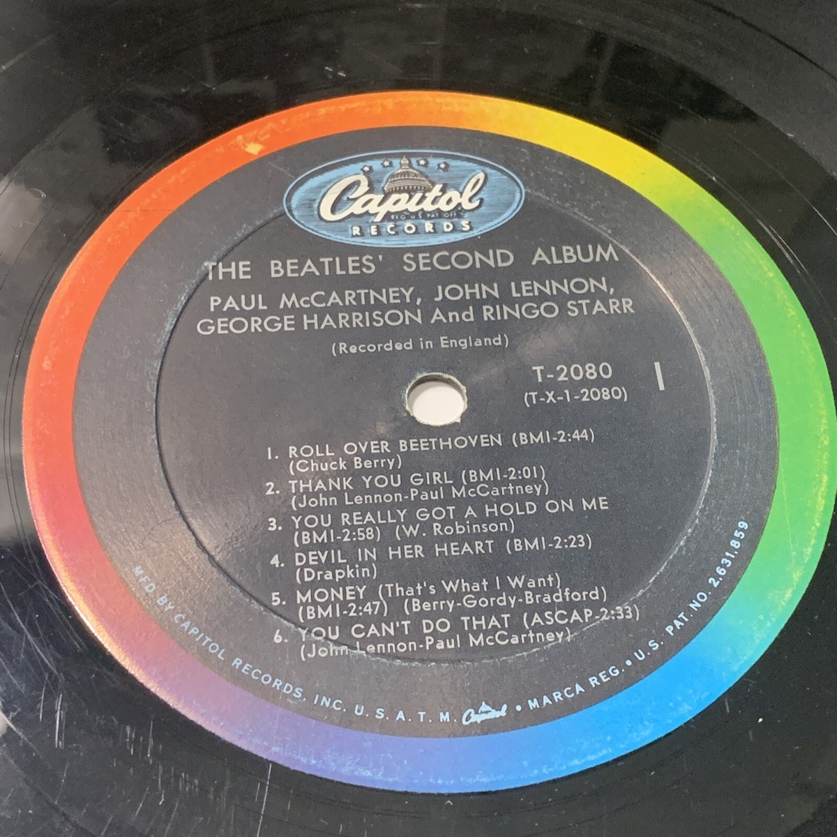 The Beatles Second Album Vinyl Record T2080 Capitol Recorded In