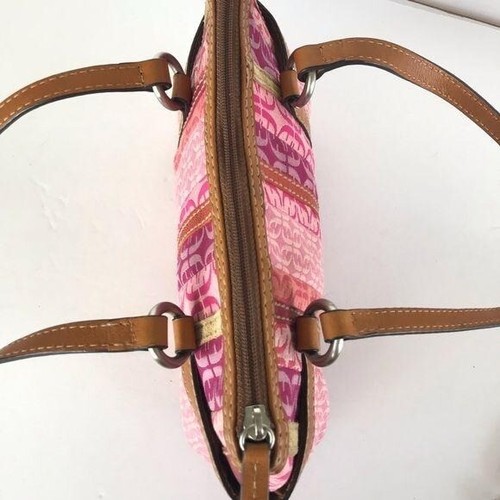 Fossils Pink Signature Fabric Leather Bag Women's - Picture 4 of 8