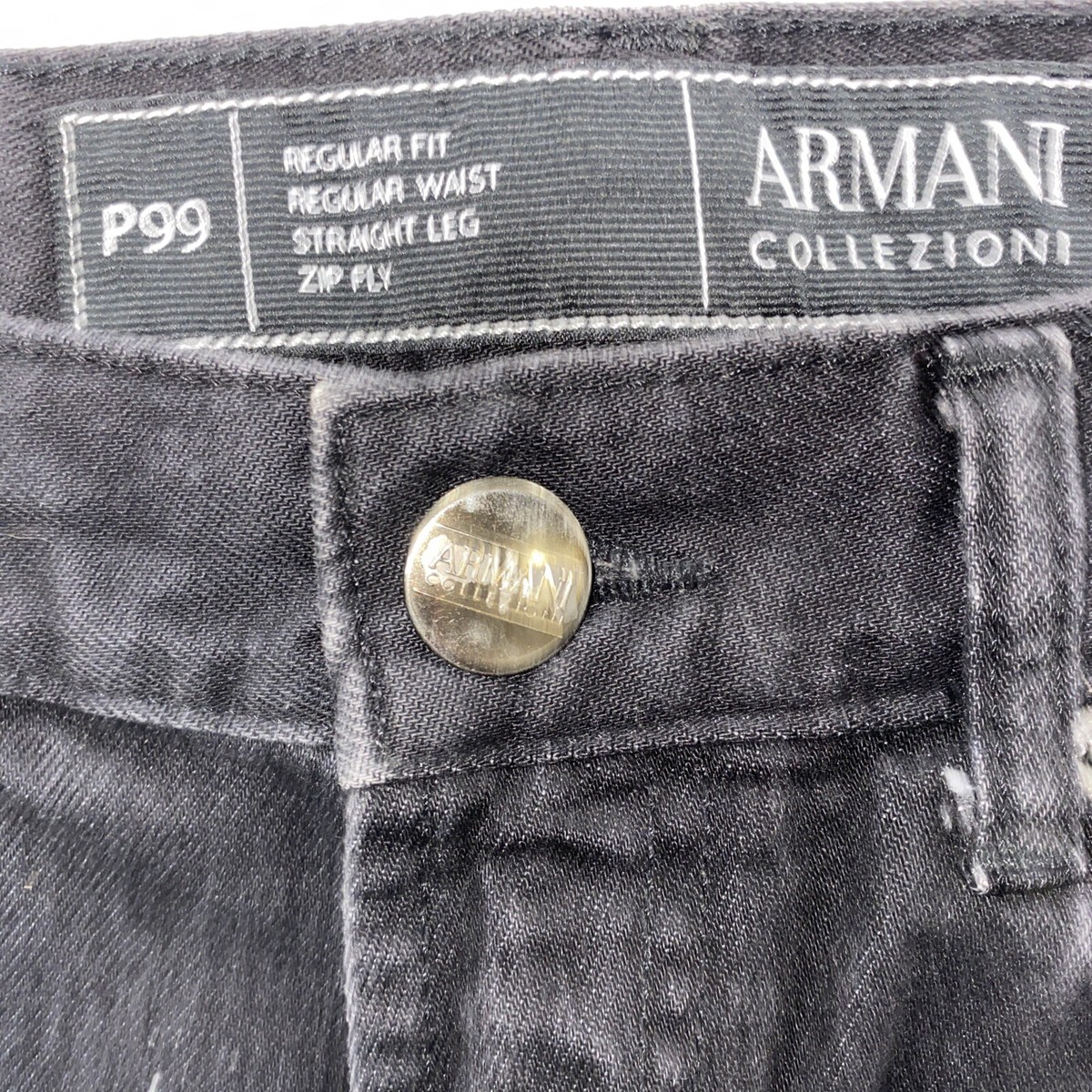 ARMANI COLLEZIONI MEN'S Black P99 REGULAR FIT STRAIGHT LEG JEANS