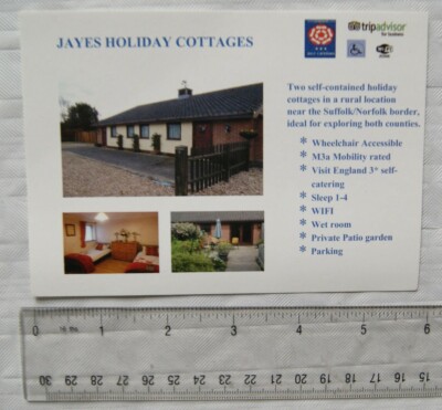 Postcard advertising Jayes Holiday Cottages, Diss, Norfolk
