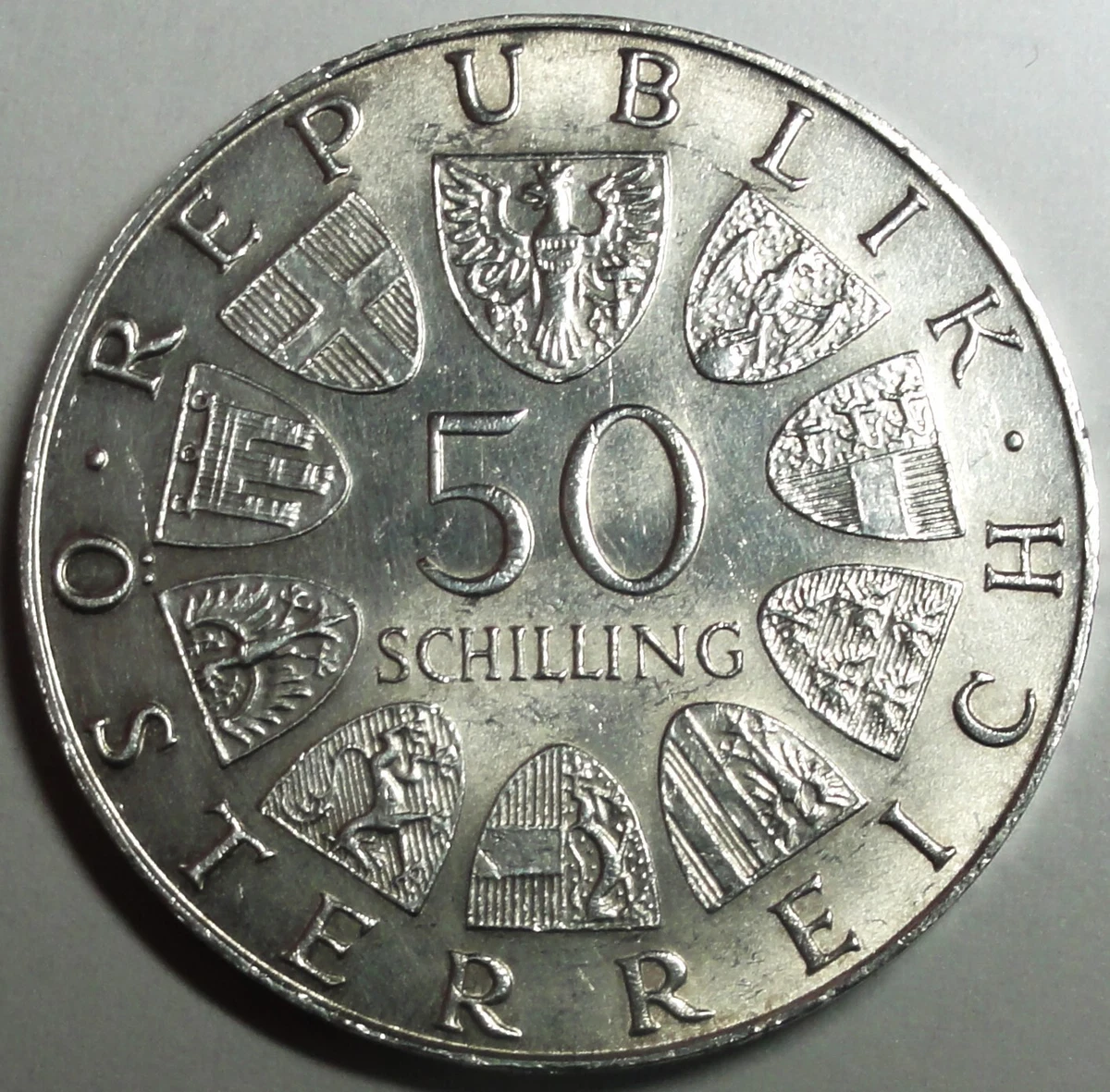 Österreich 50 Schilling  SILBER-900‰ Münze 1972 350 J Uni Salzburg st/unc & Kap.