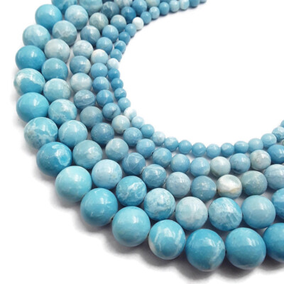 Larimar Quartz Smooth Round Beads 6mm 8mm 10mm 12mm 14mm 15.5'' Strand