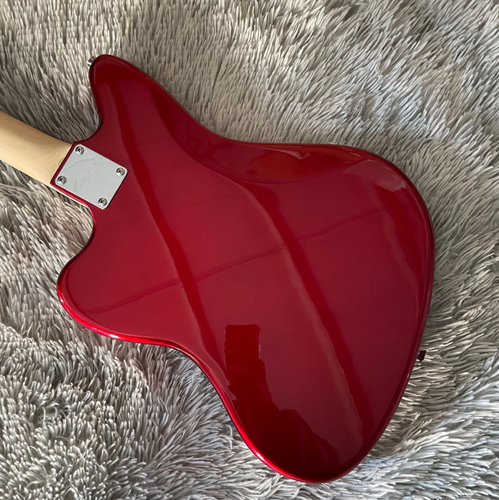 Tastiera intarsio a punti chitarra elettrica corpo massello rosso 2H pickup corpo palissandro - Foto 6 di 7