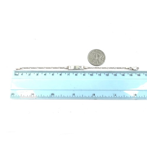 925 Sterling Silver ID Bracelet W/ Love Heart - Figaro Link - 16cm - 5.5mm Wide - Picture 4 of 6