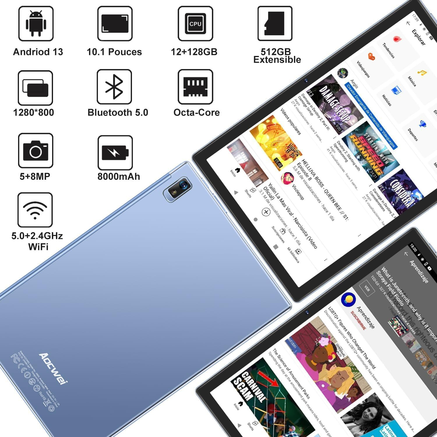 Tablet 10" per Studio e Lavoro | Android 13 12GB RAM 128GB ROM - 2