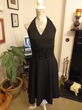 vintage SVANAZINO Paris embellished black halter neck dress EU 44 ( 34" bust)
