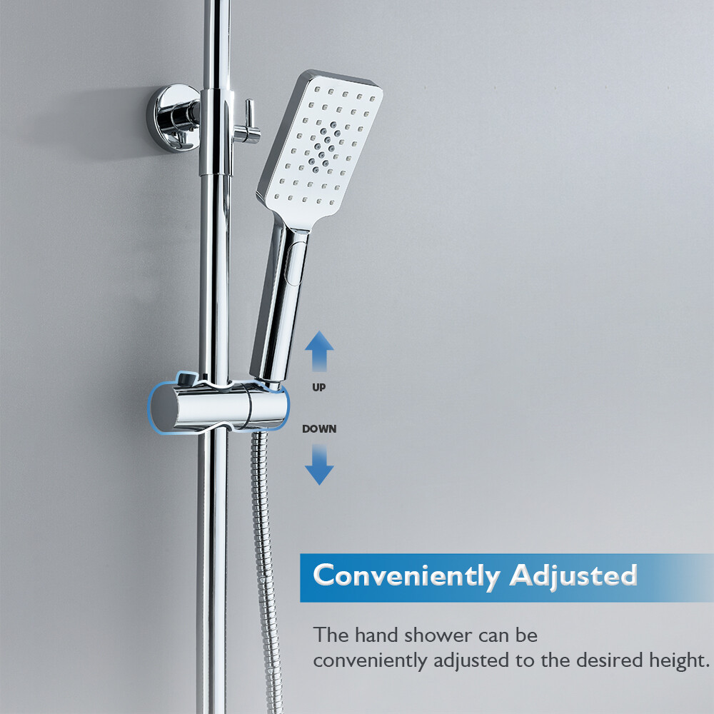 Decaura Shower System long Rail 8"/9" Rain Shower Head Set Shower Mixer