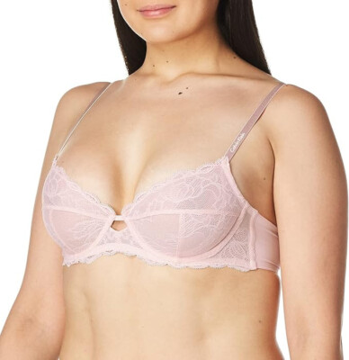 Calvin Klein Women's Seductive Comfort Unlined Lace Bra, Barely Pink, 34D