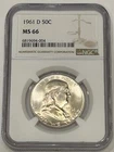 1961 D Franklin Half Dollar NGC MS66 (NGC Population 48 Only 6 Higher)