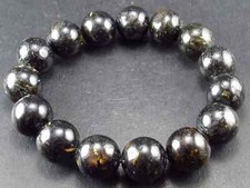 Rare Nuumite Nuummite Bracelet From Greenland - 7" - 12mm Round Beads