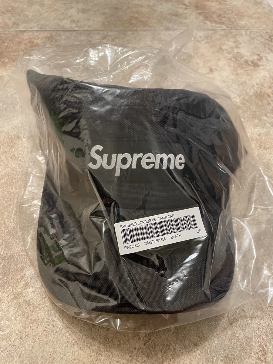 SUPREME FW22 BRUSHED CORDURA CAMP CAP HAT BLACK AUTHENTIC NEW IN