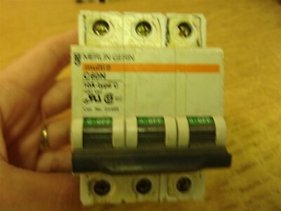 Merlin Green Multi 9 C60N 10A Type C 480VAC, Lot of 3 *FREE SHIPPING*
