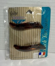 Vintage NOS Philips Barrette Hair Clip Faux Tortoise 3 France Set of 2 33023