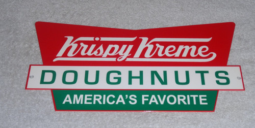 VINTAGE KRISPY KREME DOUGHNUTS 12" METAL CREAM RESTAURANT GASOLINE OIL FOOD SIGN