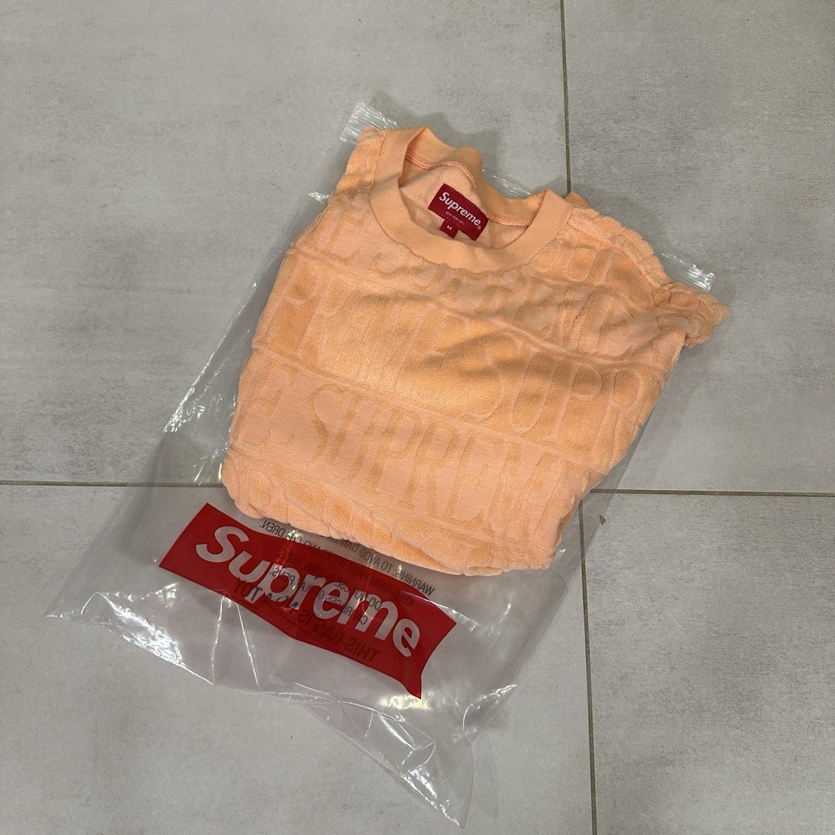 Supreme SS17 Logo Stripe Terry Crewneck SizeM Black | eBay