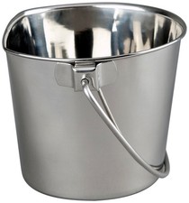 2 Quart Heavy Duty Stainless Steel Flat Side Bucket  Durable Food  Water Pa...