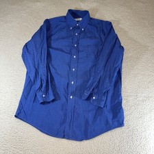 Brooks Brothers Makers Dress Shirt 16 34 Blue Mini Check Button Down USA