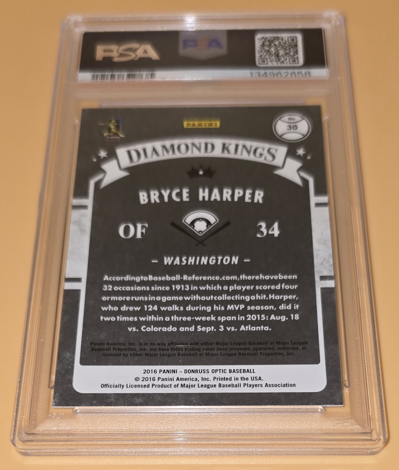 Bryce Harper PSA 10 Low Pop 2016 Panini Donruss Optic Baseball Diamond Kings MLB view 10