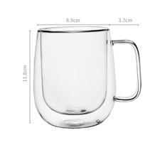Double Wall Glass Mug Heat Resistant Borosilicate Coffee Cup with Handle