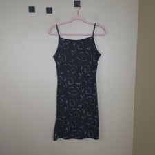 Vintage Alyn Paige 90s Spaghetti Strap Mini Dress Abstract Floral In Black 9/10