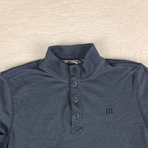 Travis Mathew Sweater Mens Medium Dark Blue Quarter Button Zip Sweatshirt - Picture 3 of 12