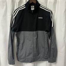 Adidas Track Jacket Youth XL 18/20 Black Full Zip Embroidered Logo Athleisure
