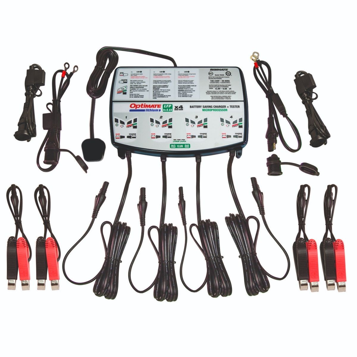 Optimate Lithium X4 Quad Bank LFP 4s 0.8A 12.8V Battery Charger & Optimiser