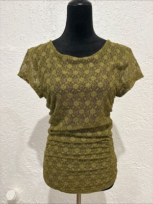 Intimately x Free People Women's Green Keep It Simple Lace Baby Lace Sheer Tee