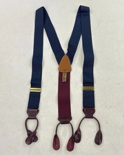 Trafalgar Blue Red Suspenders Braces Leather Tab Made England NICE