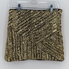 Lulus Size S Gold Dolled Up Sequin Mini Skirt Geometric Pattern Party Clubwear