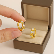 18ct gold hoop earrings flower design 11 mm pair Yellow Gold Vermeil